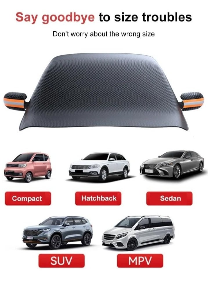 AMBERJACK - Windshield Car Cover, Automotive Windshield Cover,Universal Car Front Window Cover in Winter,Large Windshield Frost Cover With Side Mirror Covers Suitable for Most Vehicle,Car, - Image 1