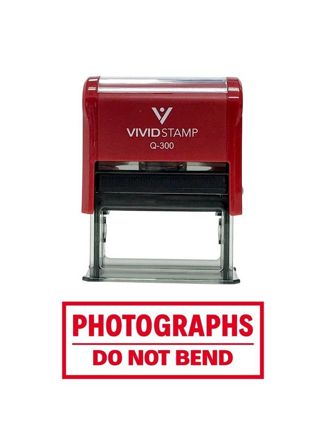 Vivid Stamp Photographs Do Not Bend Self Inking Rubber Stamp (Red Ink) - Large 