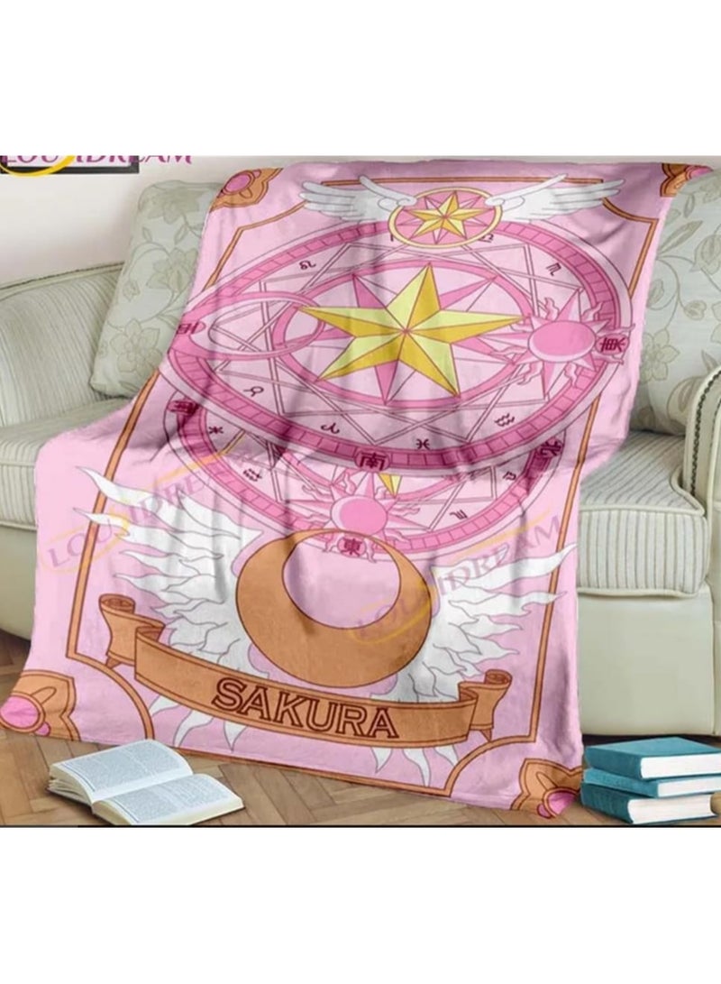 general Cute Anime Cardcaptor Sakura Blanket Plush Blanket Soft Bed Blanket Coral Velvet Throw Warm Sofa Blanket (150 * 200cm) - Image 1