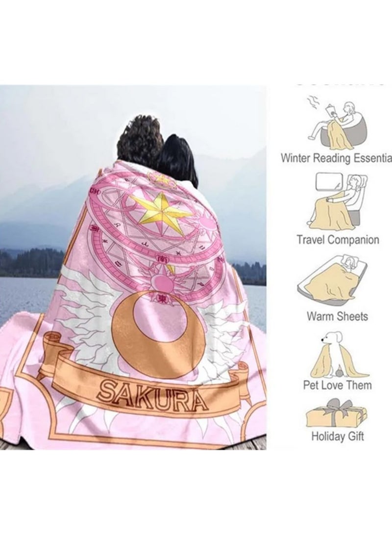 general Cute Anime Cardcaptor Sakura Blanket Plush Blanket Soft Bed Blanket Coral Velvet Throw Warm Sofa Blanket (150 * 200cm) - Image 3