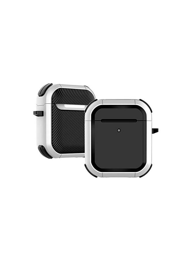 ELMO3EZZ Air Pods 1/2 حافظة حماية فاخرة من السيليكون متوافقة مع AirPods 1/2 (أبيض وأسود) 