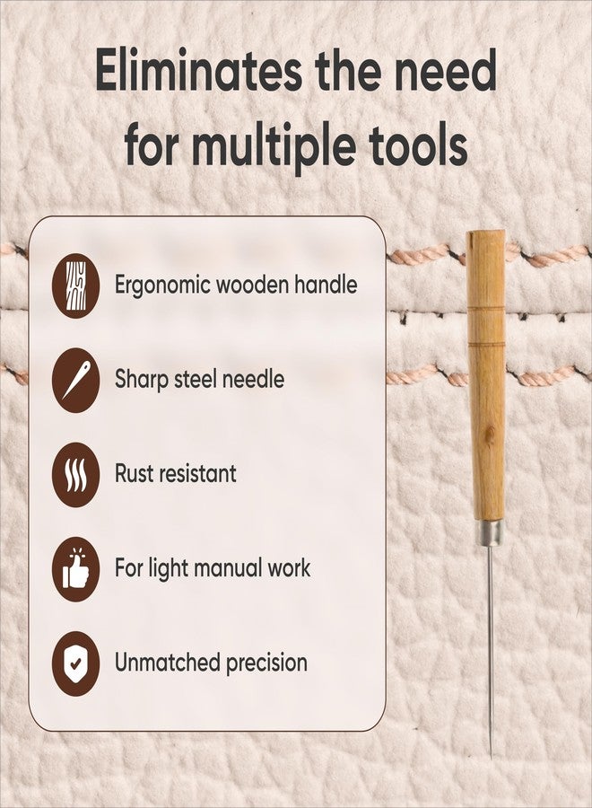 OFXDD Leather Scratching Awl - Embroidery Handle Awl Tool - Bookmaking Wooden Awl - Scratch Sewing Awl Made of Wood - Image 3