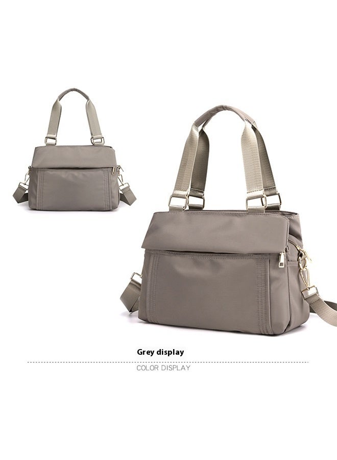 Crossbody Bag Nylon Shoulder Bag Women Multi-pocket Handbag Ladies Satchel Tote for Travel Work Daily Use gray  - Image 5