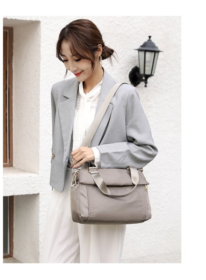 Crossbody Bag Nylon Shoulder Bag Women Multi-pocket Handbag Ladies Satchel Tote for Travel Work Daily Use gray  - Image 4
