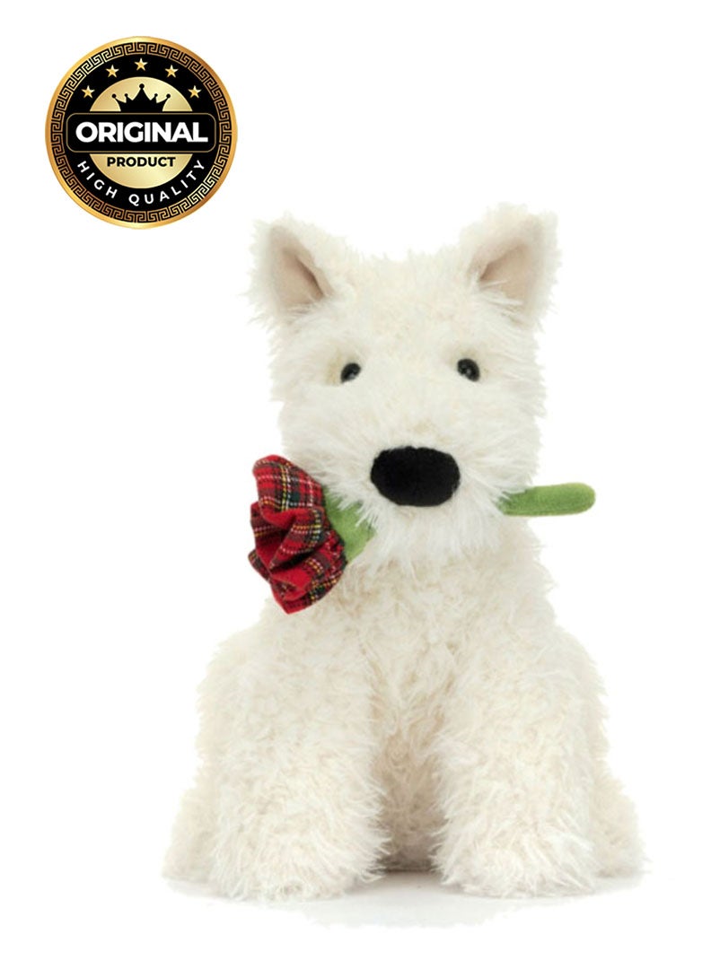 Munro Scottie Dog 'Love You' Plush – Soft Stuffed Toy with Cordy Legs, Cute Valentine’s Gift for Kids & Adults, Collectible Jellycat, 25cm