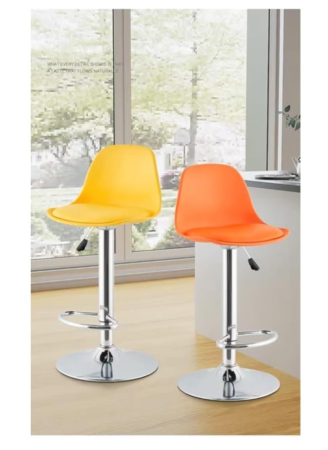 Adjustable Leather Bar Stool In Nordic Style With Lift Mechanism and Plastic Seat - Red