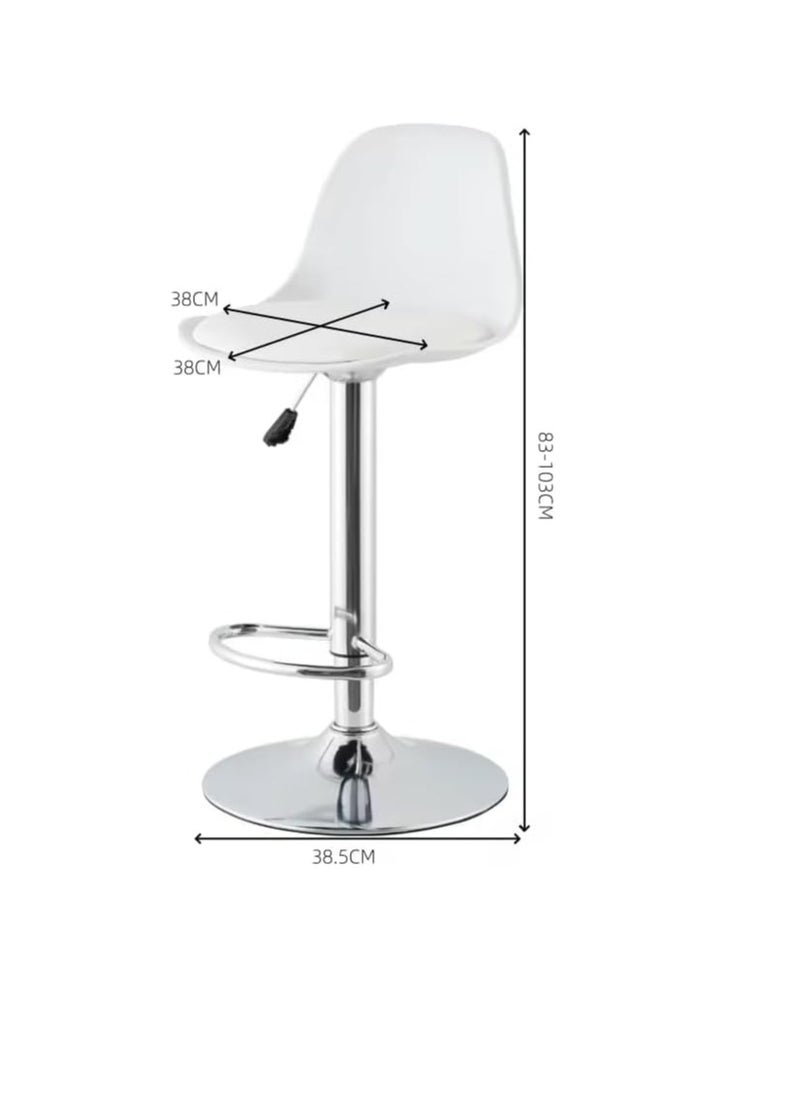 Adjustable Leather Bar Stool In Nordic Style With Lift Mechanism and Plastic Seat - Red