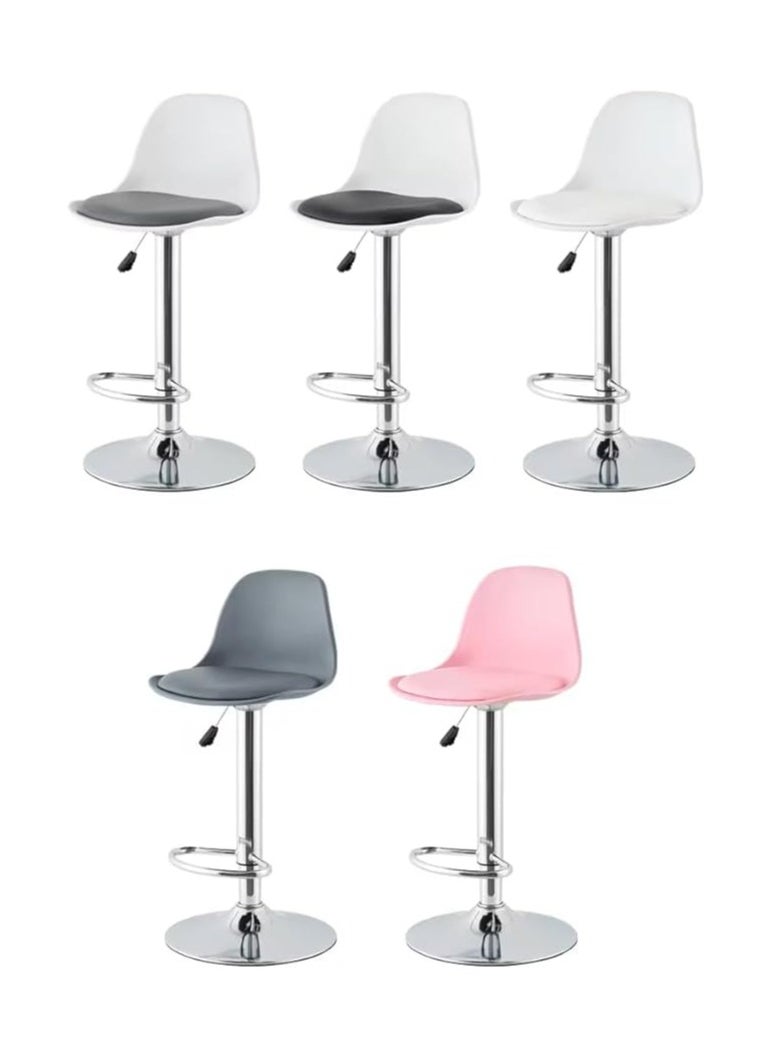 Adjustable Leather Bar Stool In Nordic Style With Lift Mechanism and Plastic Seat - Red