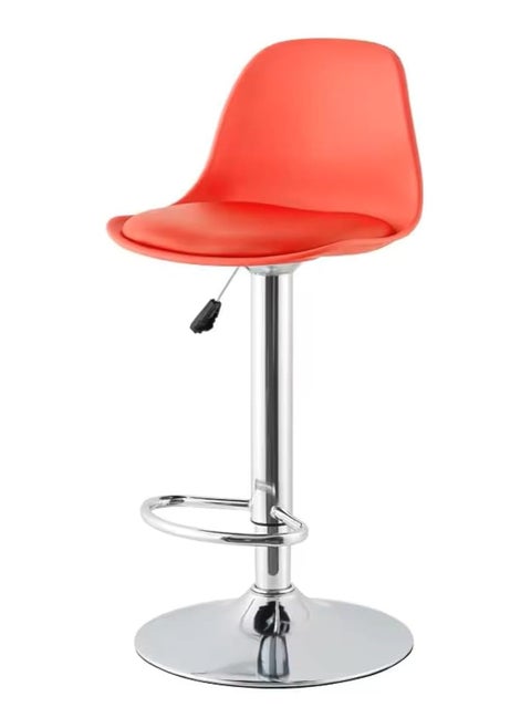 Adjustable Leather Bar Stool In Nordic Style With Lift Mechanism and Plastic Seat - Red
