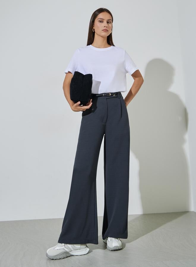 Styli Women Grey Wide Leg Trousers - Image 1