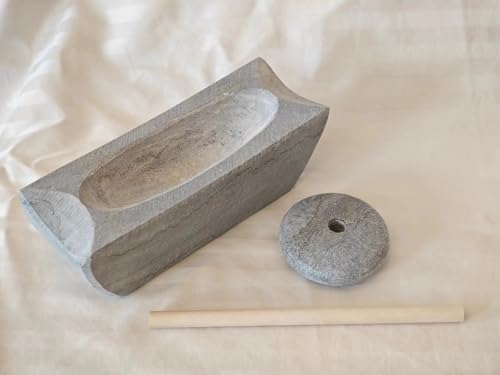 Kamelar.Lava Bluestone roll, Song Dynasty tea grinding, small stone mortar, roller, matcha powder production, tea cake grinding, coffee bean grinding. 5.9 inches long, stone color without polishing. - Image 4