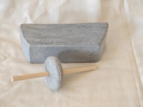 Kamelar.Lava Bluestone roll, Song Dynasty tea grinding, small stone mortar, roller, matcha powder production, tea cake grinding, coffee bean grinding. 5.9 inches long, stone color without polishing. - Image 3