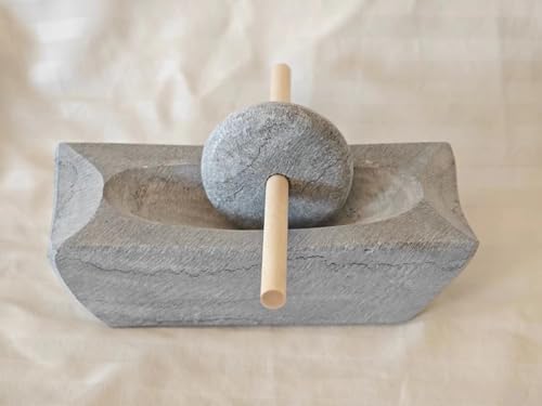 Kamelar.Lava Bluestone roll, Song Dynasty tea grinding, small stone mortar, roller, matcha powder production, tea cake grinding, coffee bean grinding. 5.9 inches long, stone color without polishing. - Image 2