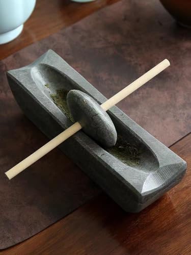 Kamelar.Lava Bluestone roll, Song Dynasty tea grinding, small stone mortar, roller, matcha powder production, tea cake grinding, coffee bean grinding. 5.9 inches long, stone color without polishing. - Image 5