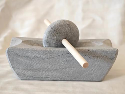 Kamelar.Lava Bluestone roll, Song Dynasty tea grinding, small stone mortar, roller, matcha powder production, tea cake grinding, coffee bean grinding. 5.9 inches long, stone color without polishing. - Image 1