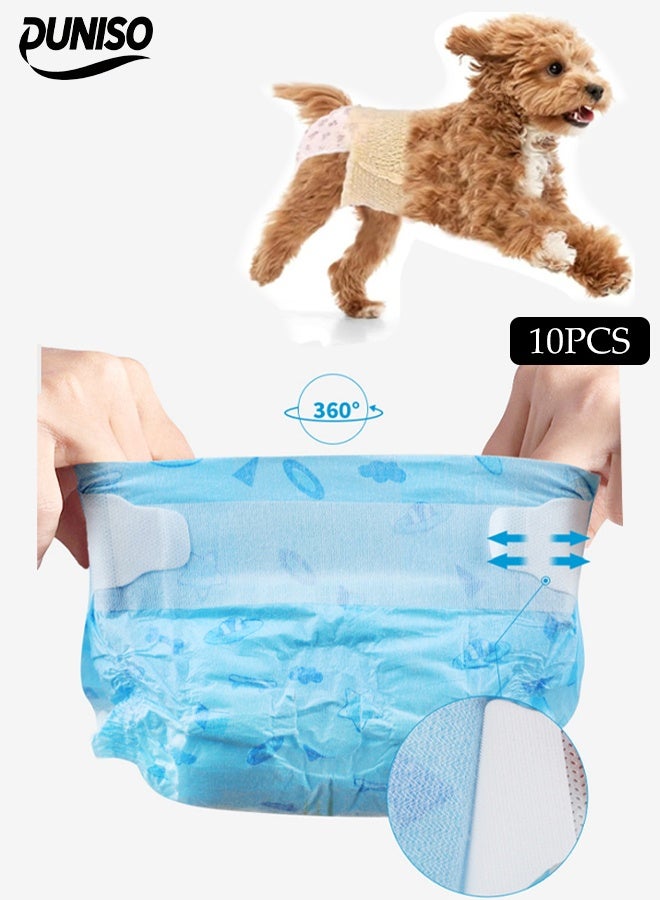 DUNISO 10 Pcs Disposable Pet Diapers， Disposable Pet Diapers，Highly Absorbent, Leak Proof，Velcro Design，Recommended For Male Dogs Weighing 4-8 KG（M） - Image 1