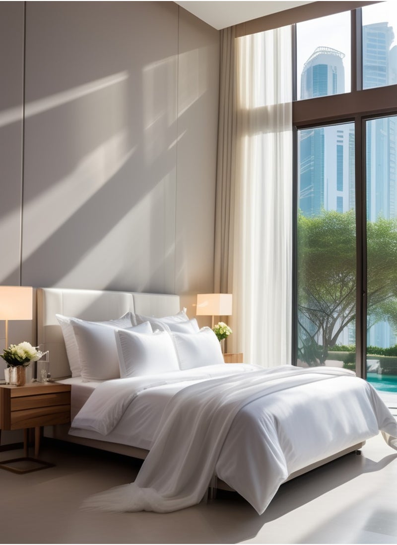 Raymond Home - King Flat Sheet Bedsheet 144 Thread Count Luxirious Mercerised 100% Long Staple Cotton Bedding Solid Pre Shrunk Percale Finish Bed Linen with 2 Pillow Case - White (274 * 274 CM) - Image 1