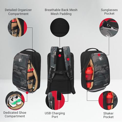 URBAN TRIBE Fitpack Pro Laptop Backpack (15.6 Inch) with Shoe Compartment Multipurpose Bag for Men and Women |35 litres | (Camouflage), m - Image 4