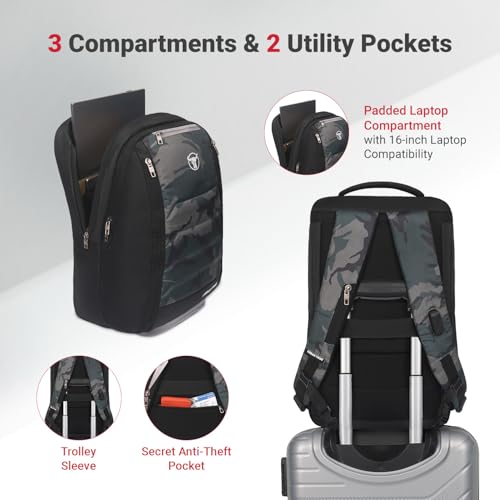 URBAN TRIBE Fitpack Pro Laptop Backpack (15.6 Inch) with Shoe Compartment Multipurpose Bag for Men and Women |35 litres | (Camouflage), m - Image 5