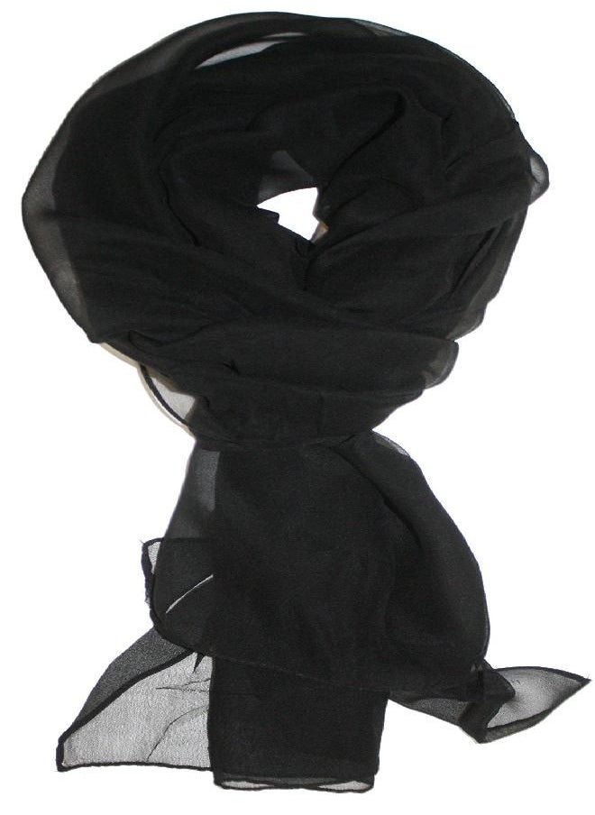 Ted and Jack Ted and Jack - Solid Silk Lightweight Accent Scarf in Jet Black  - Image 1