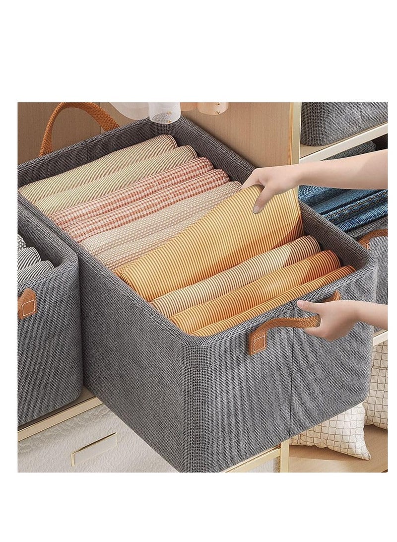 Generic 3 PCS Large Foldable Clothes Storage Box with Steel Frame & Handles - Thickened Fabric Closet Organizer with Lid - Stackable Storage Bins for Wardrobe, Bedroom & Blanket Organization - Image 2