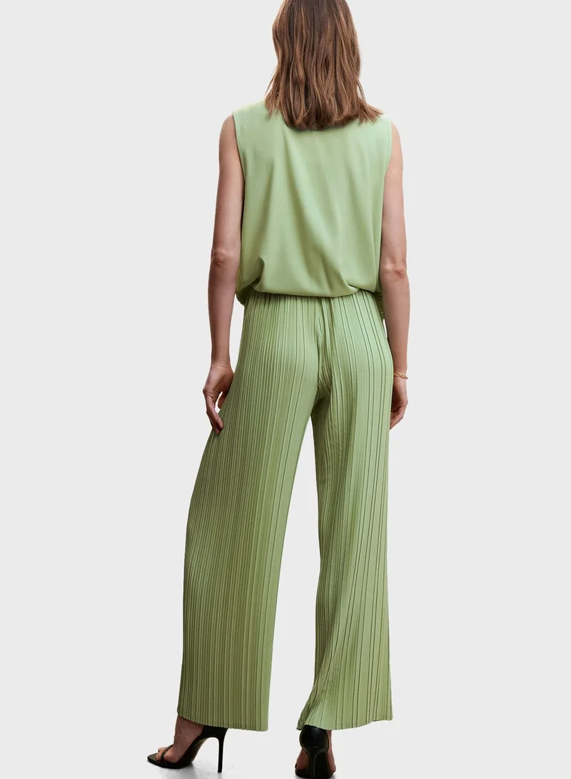 MANGO High Waist Plisse Pants