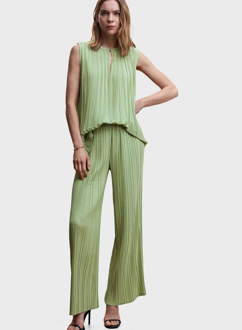 MANGO High Waist Plisse Pants