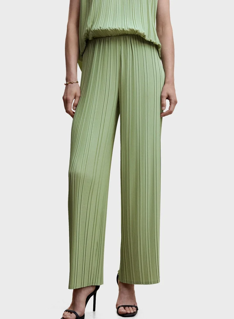 MANGO High Waist Plisse Pants
