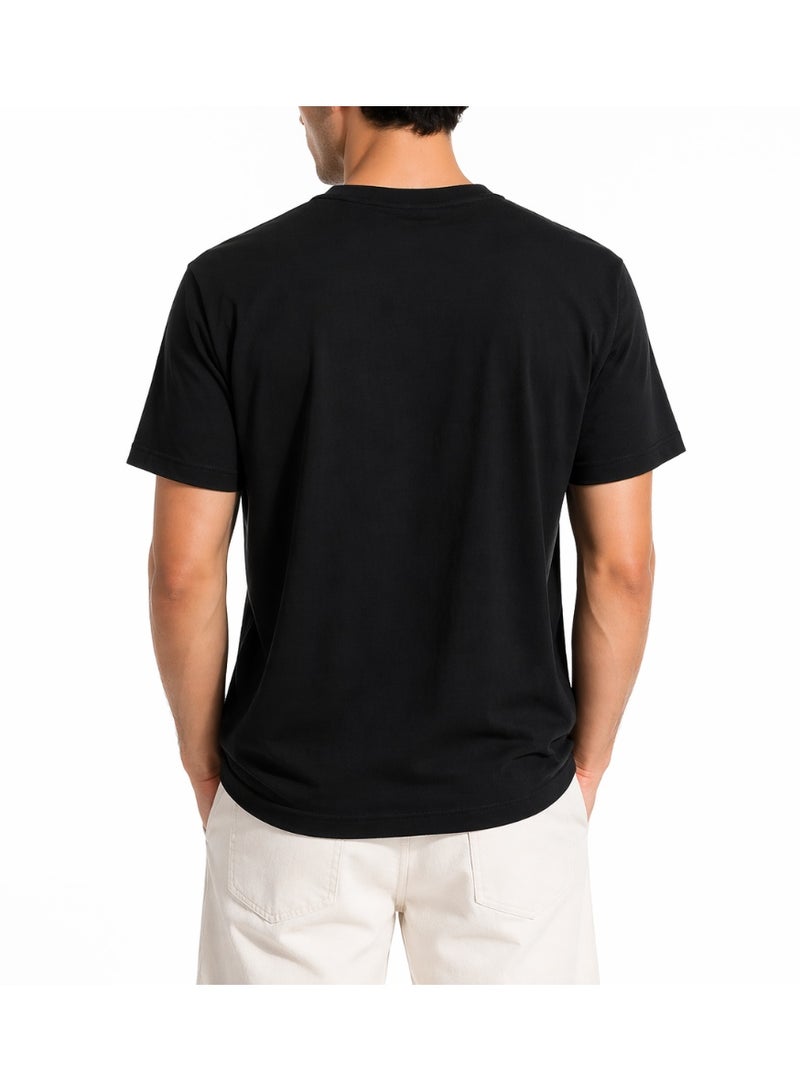 Men's Relax Fit Cotton T-shirt with "No Limits" Print - Black - Image 2