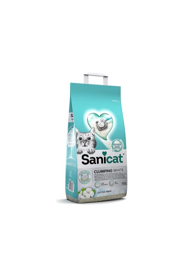 Sanicat White Clumping Cat Litter Cotton Fresh Scent 10l 