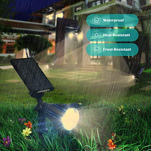 URPOWER Solar Lights Outdoor, Adjustable Spot Lights Outdoor, 2-in-1 Waterproof Landscape Spotlights Wall Light, Dusk-to-Dawn Solar Powered Light for Garden, Yard (2 Pack Warm) - Image 4