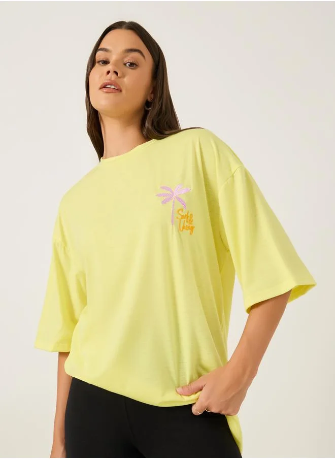 Styli Embroidered Short Sleeve Oversized T-Shirt