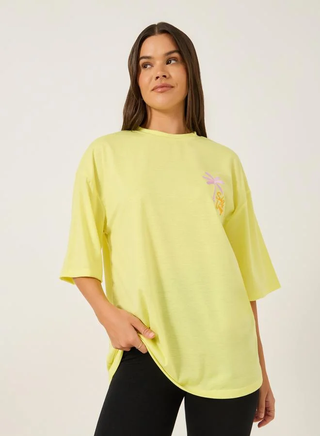Styli Embroidered Short Sleeve Oversized T-Shirt