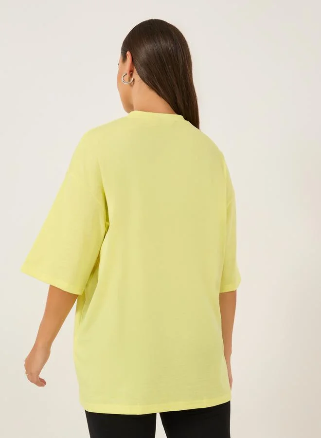 Styli Embroidered Short Sleeve Oversized T-Shirt