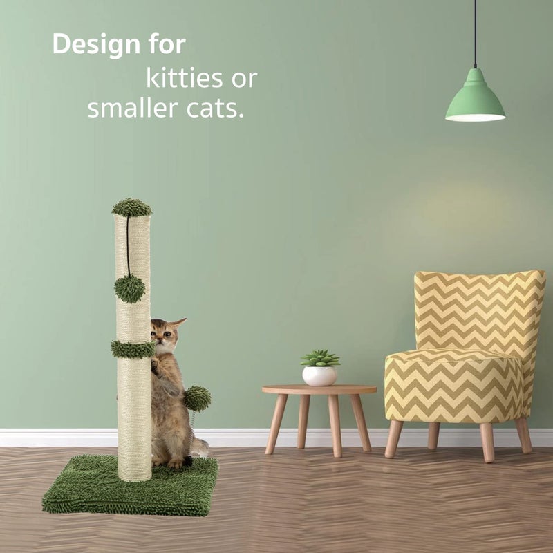 MECOOL Cat Scratching Post Premium Basics Kitten Scratcher Sisal Scratch Posts with Hanging Ball 22in for Kittens or Smaller Cats, Cactus Green - Image 5