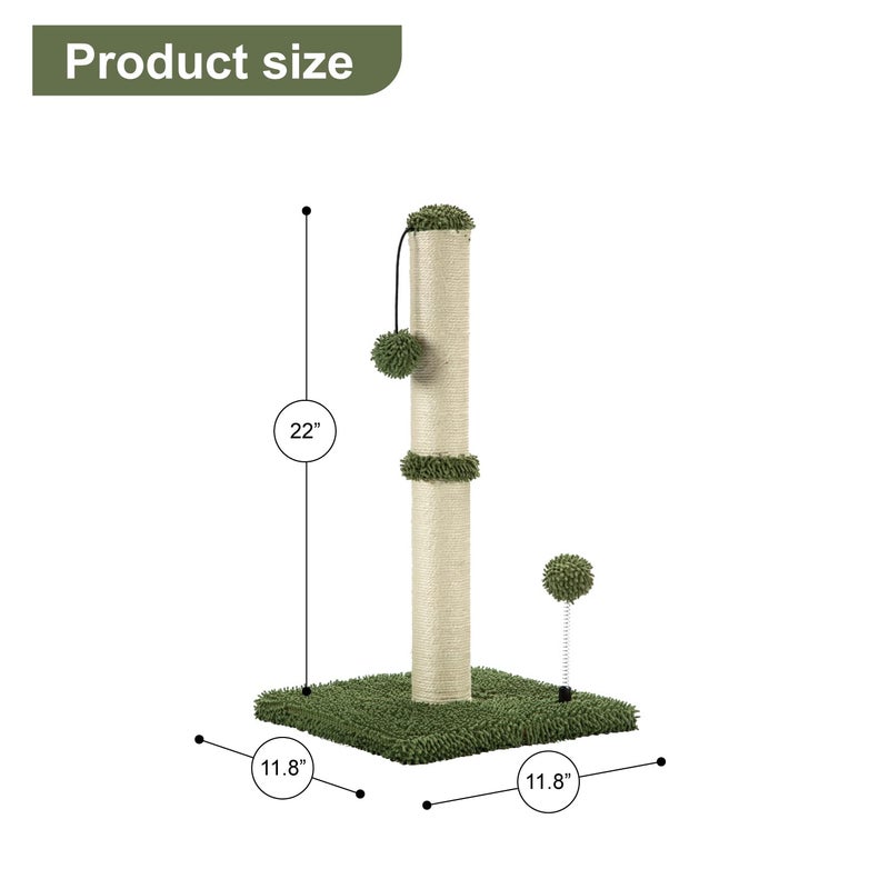 MECOOL Cat Scratching Post Premium Basics Kitten Scratcher Sisal Scratch Posts with Hanging Ball 22in for Kittens or Smaller Cats, Cactus Green - Image 4