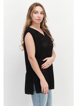 Taifun Women Hooded Sleeveless Textured Blouse, Black  - Image 2