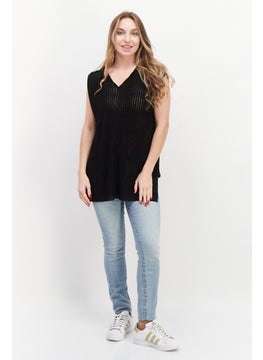 Taifun Women Hooded Sleeveless Textured Blouse, Black  - Image 4