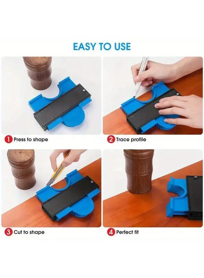 Blue Adjustable Contour Gauge Precision Measurement Tool For Flooring Carpentry Tile - Image 3