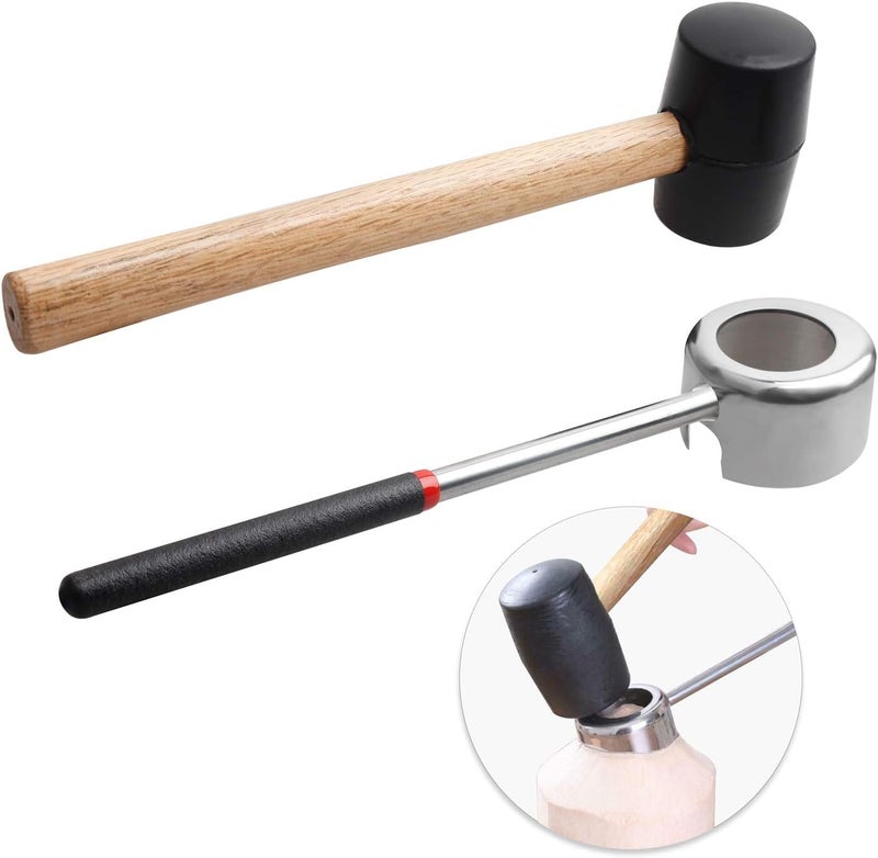 CLIXERA Coconut Opener Tools with Hammer Super Safe Easy to Open Young Coconuts Tool Food Grade Stainless Steel Coconut Opener Set Rubber Mallet with Handle - Image 1