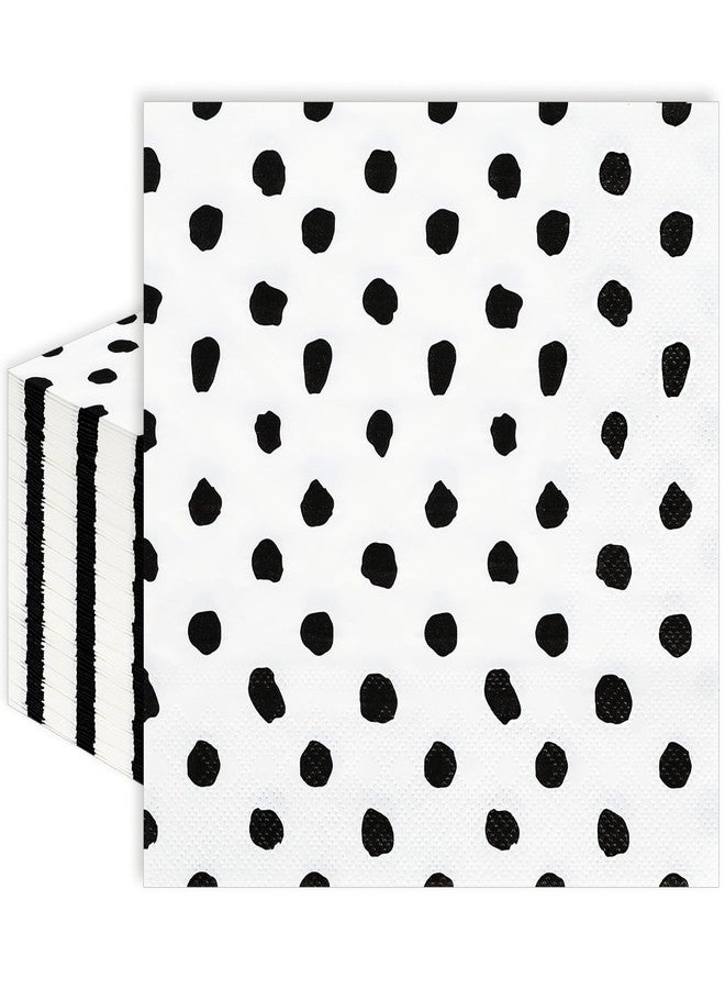 Whaline 100Pcs Black and White Napkins Black Dots Paper Napkin 3ply Polka Dots Disposable Luncheon Napkin Dessert Dinner Hand Napkin for Wedding Baby Shower Birthday Party Decorations, 6.5 x 6.5 Inch - Image 1