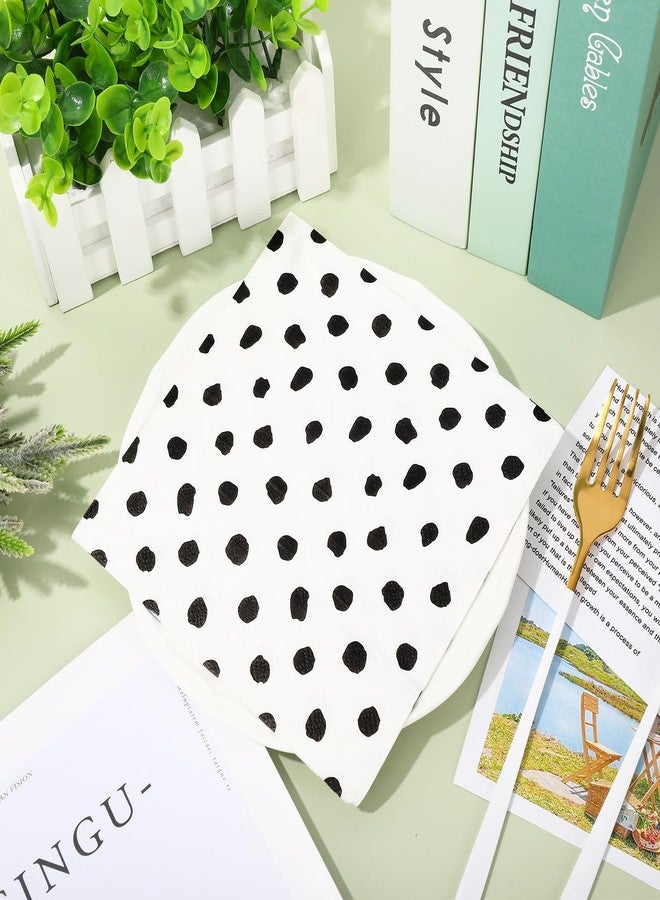 Whaline 100Pcs Black and White Napkins Black Dots Paper Napkin 3ply Polka Dots Disposable Luncheon Napkin Dessert Dinner Hand Napkin for Wedding Baby Shower Birthday Party Decorations, 6.5 x 6.5 Inch - Image 3