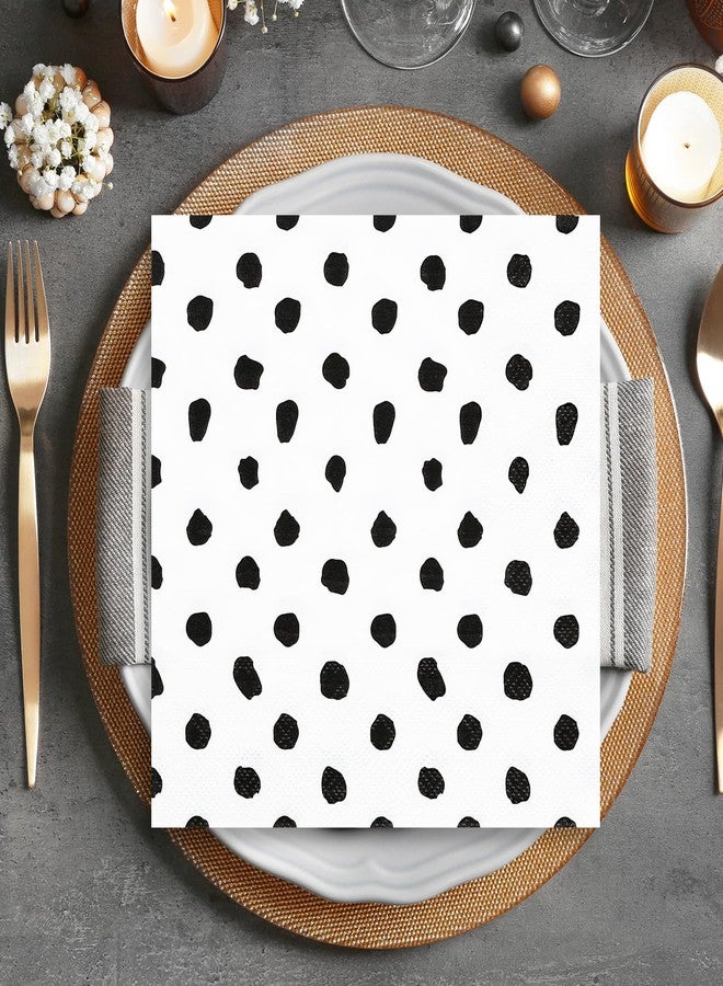 Whaline 100Pcs Black and White Napkins Black Dots Paper Napkin 3ply Polka Dots Disposable Luncheon Napkin Dessert Dinner Hand Napkin for Wedding Baby Shower Birthday Party Decorations, 6.5 x 6.5 Inch - Image 4