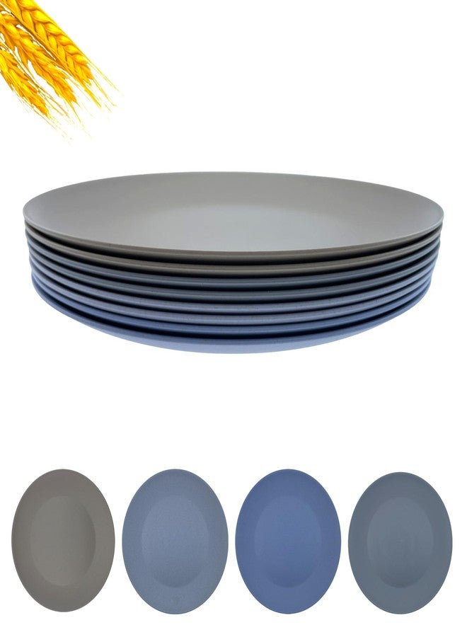 WEXINHAO 10 inch Wheat Straw Plate, Unbreakable Flat Dinner Plates Set of 8, BPA Free Dishwasher & Microwave Safe Reusable Salad, Camping for Kids Kitchen (Grey Stone) - Image 1