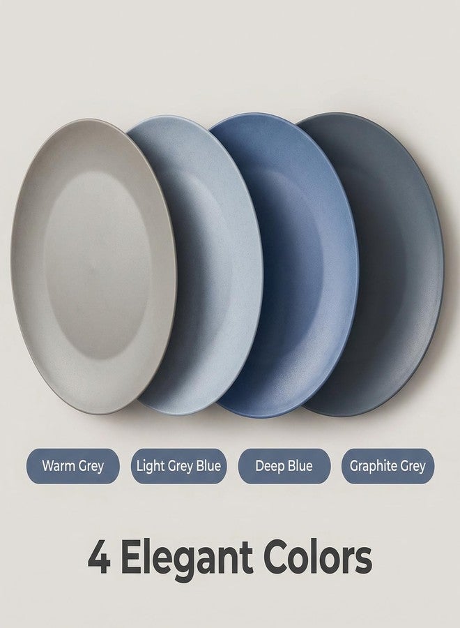 WEXINHAO 10 inch Wheat Straw Plate, Unbreakable Flat Dinner Plates Set of 8, BPA Free Dishwasher & Microwave Safe Reusable Salad, Camping for Kids Kitchen (Grey Stone) - Image 4