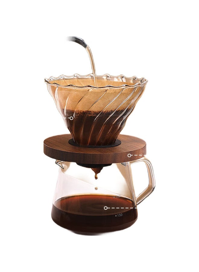 JD Jingzao Pour-over Coffee Maker, High Borosilicate Gl With Scale, Sharing Pot, Spiral Texture, Cold Brew Americano Filter Cup Set - Image 2