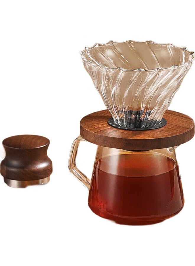 JD Jingzao Pour-over Coffee Maker, High Borosilicate Gl With Scale, Sharing Pot, Spiral Texture, Cold Brew Americano Filter Cup Set - Image 3