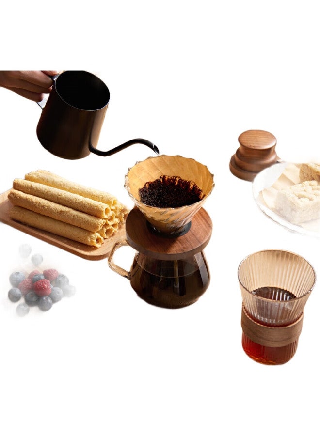 JD Jingzao Pour-over Coffee Maker, High Borosilicate Gl With Scale, Sharing Pot, Spiral Texture, Cold Brew Americano Filter Cup Set - Image 1