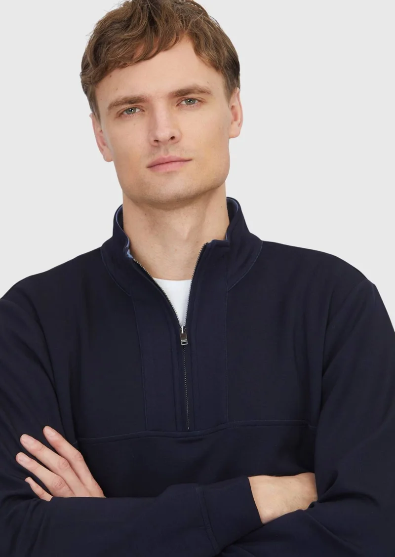 RAMSEY Navy Blue Turtleneck Plain Sweatshirt