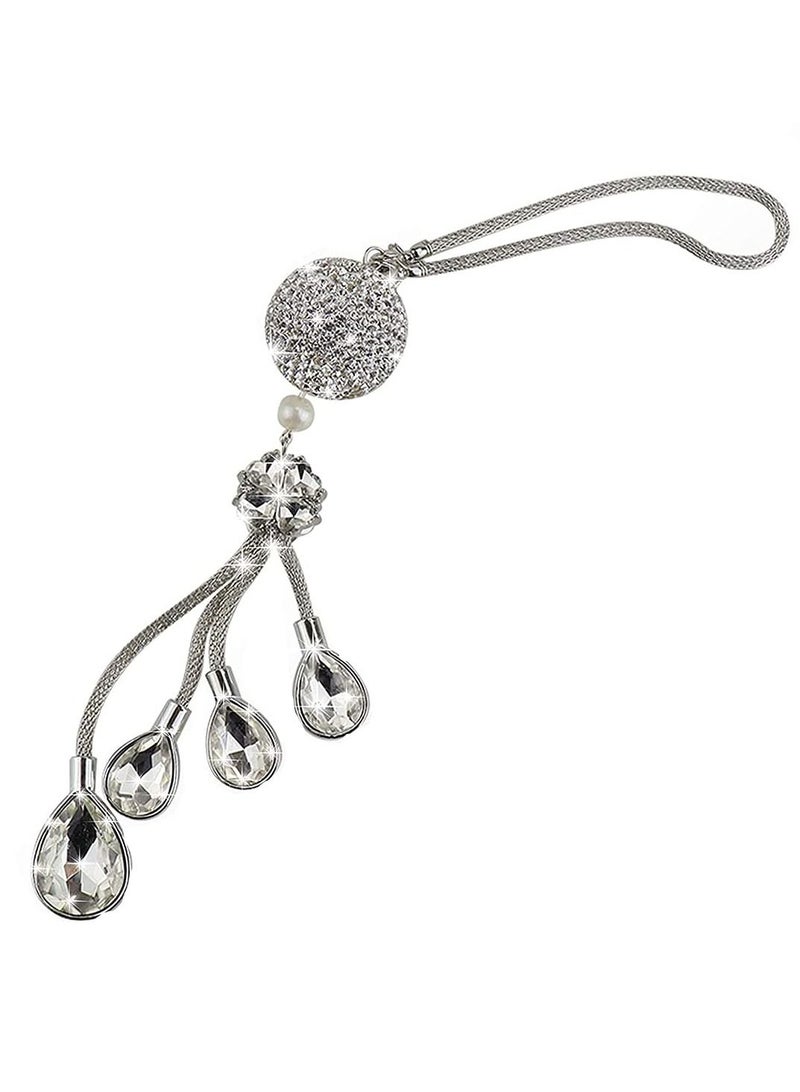 SYOSI Bling Car Decor Mirror Accessories Diamond Car Bling Teardrop-shaped Car Pendant Crystal Meteor Decoration Car Rear View Mirror Charms Lucky Hanging View Charms Hanging Ornament - Image 1
